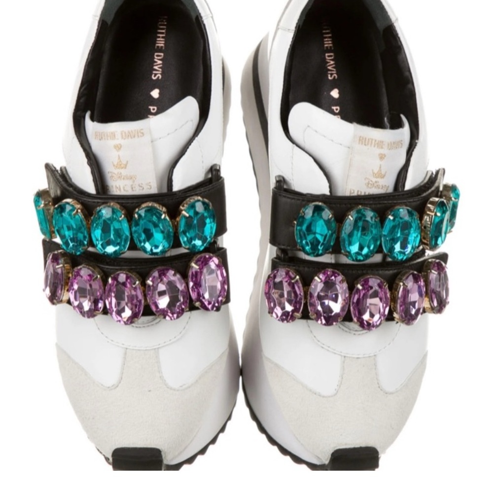 Ruthie Davis White Platform Sneakers with Jewel Accents